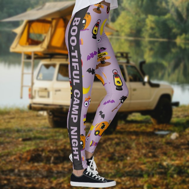 Custom Text Halloween Boo-tiful Camp Night Leggings (Creator Uploaded)