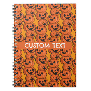 Custom Text Halloween Happy Pumpkins Personalise Notebook