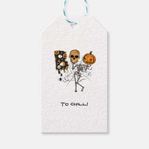Custom Text Halloween Pumpkin Skeleton Boo Gift Tags