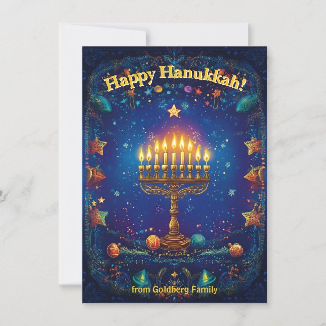 Custom text✡️ Hanukkah 🕎 Shine On, Holiday Card (Front)