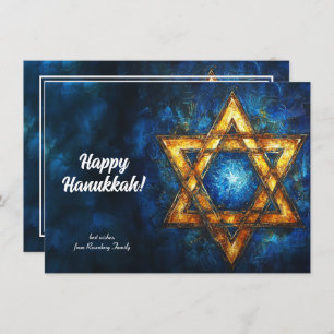 Custom text Happy Hanukkah✡️, Star of David Holiday Card