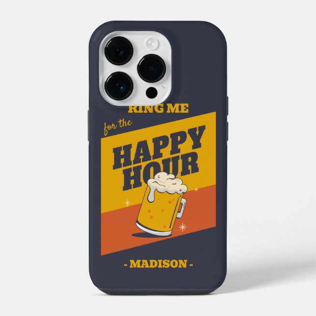 Custom Text Happy Hour iPhone Case (Back)