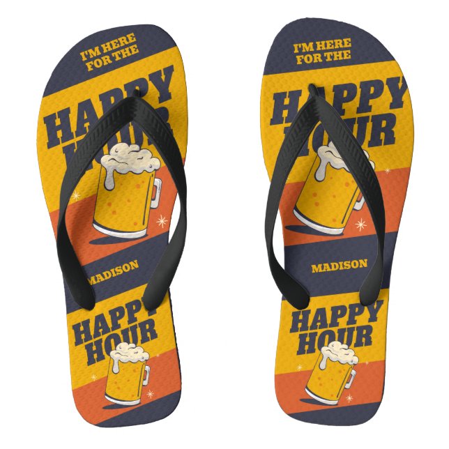 Custom Text Happy Hour Jandals (Footbed)