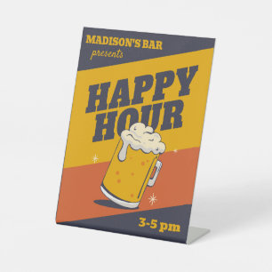 Custom Text Happy Hour Pedestal Sign