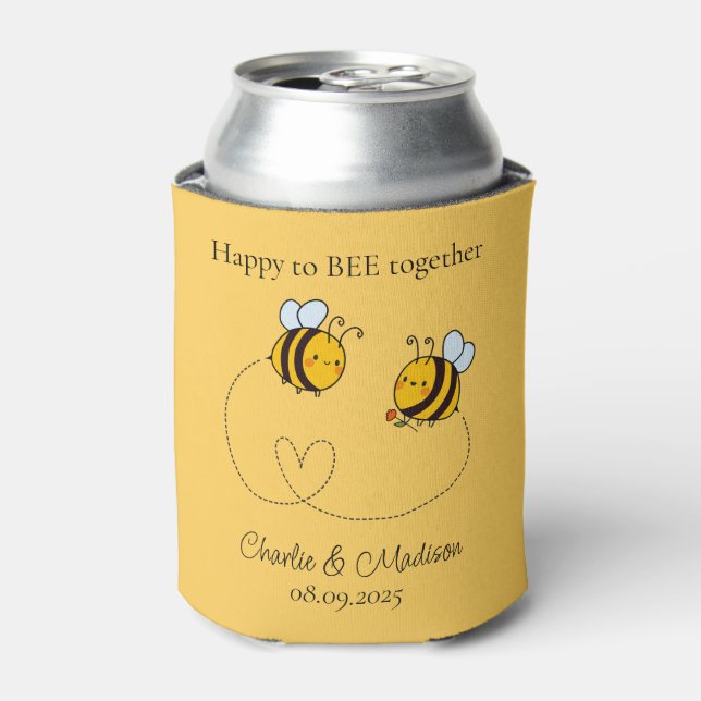 Custom Text Happy Love Bees Can Cooler (Can Front)
