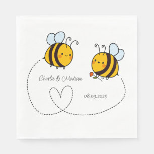 Custom Text Happy Love Bees Napkin