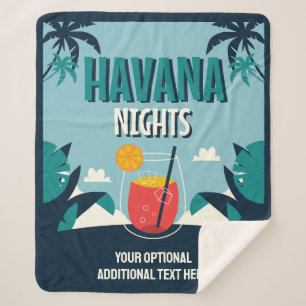 Custom Text "Havana Nights" Sherpa Blanket