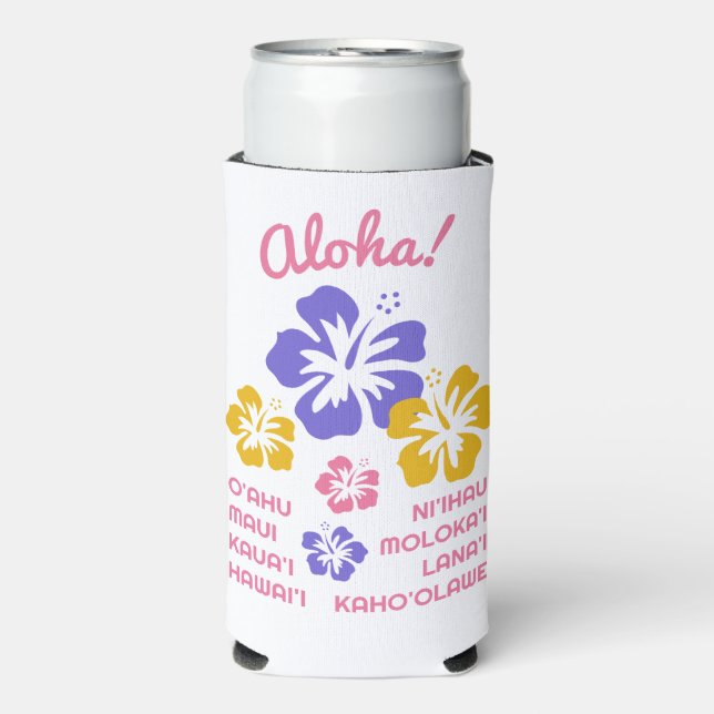 Custom Text Hawaii Islands Seltzer Can Cooler (Seltzer Front)