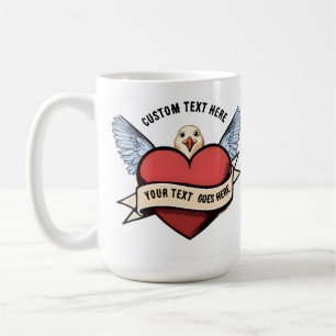 Custom Text Heart Funny Seagull Tattoo Coffee Mug