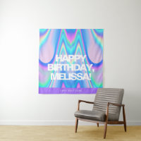 Custom text Holographic Iridescent Y2K Party