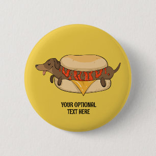 Custom Text Hot Dog 6 Cm Round Badge