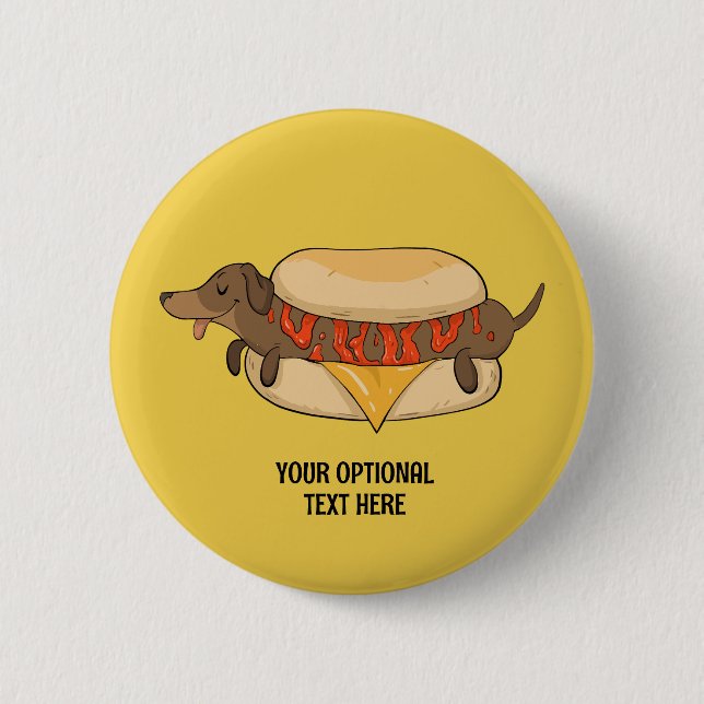 Custom Text Hot Dog 6 Cm Round Badge (Front)