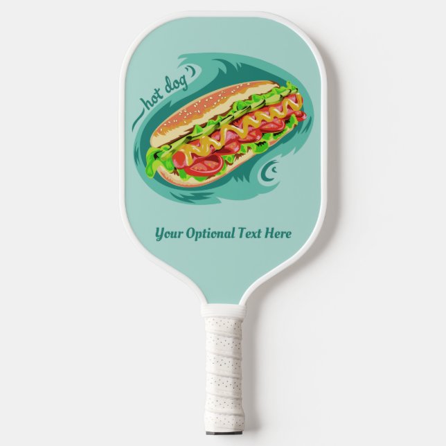 Custom text Hot Dog Illustration Pickleball Paddle (Front)