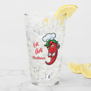 Custom Text Hot Pepper Chef Glass
