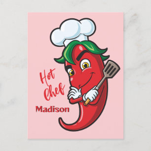 Custom Text Hot Pepper Chef Postcard