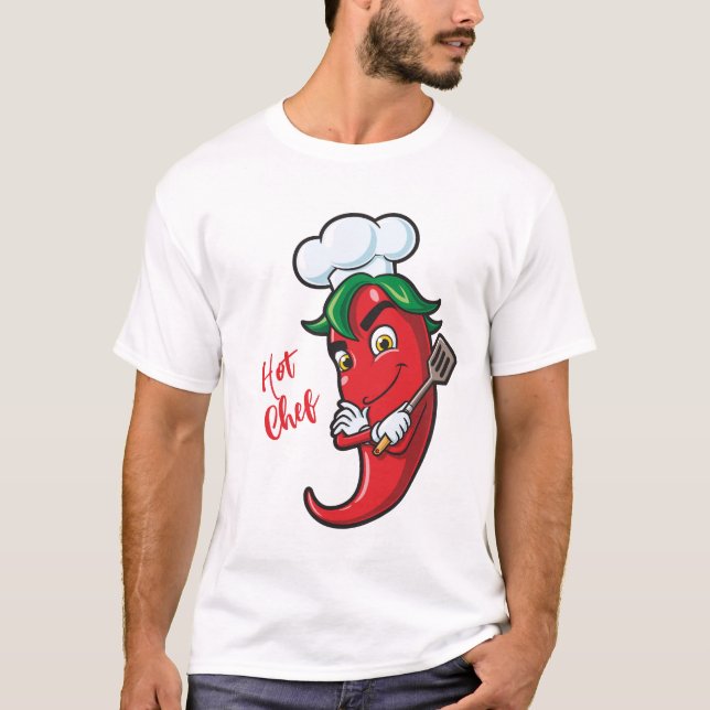 Custom Text Hot Pepper Chef T-Shirt (Front)