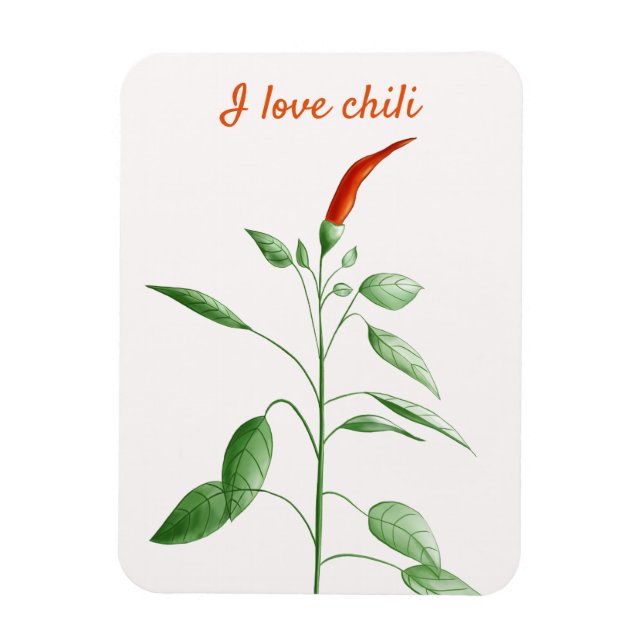Custom Text Hot Pepper Plant Botanical Love Chilli Magnet (Vertical)