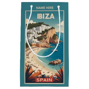 Custom Text Ibiza, Spain Travel Poster Small Gift Bag