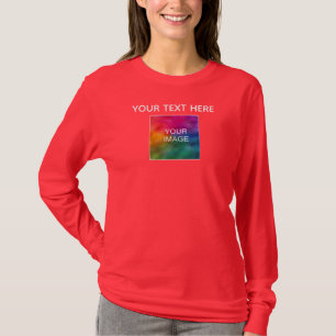 Custom Text Image Color Womens Long Sleeve Modern T-Shirt