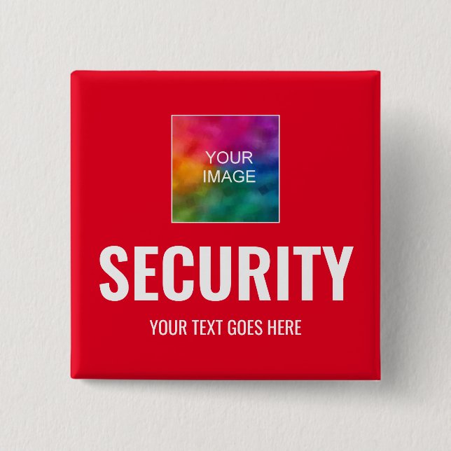 Custom Text & Image Security Staff Employee Member 15 Cm Square Badge (Front)