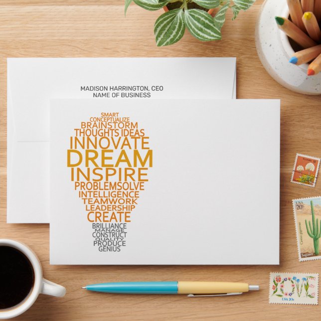 Custom Text Inspirational Light Bulb Envelope (Desk)