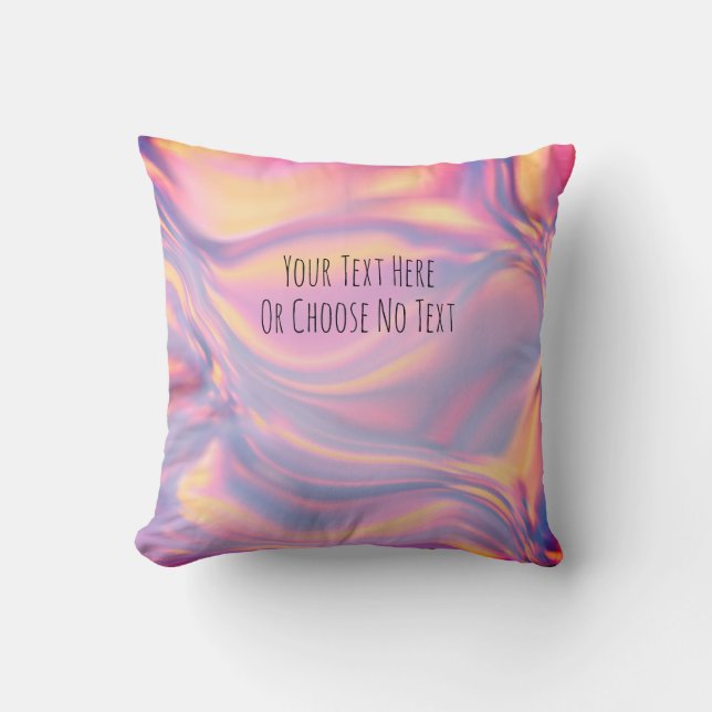 Custom Text/ Iridescent Holographic Metallic Foil Cushion (Front)