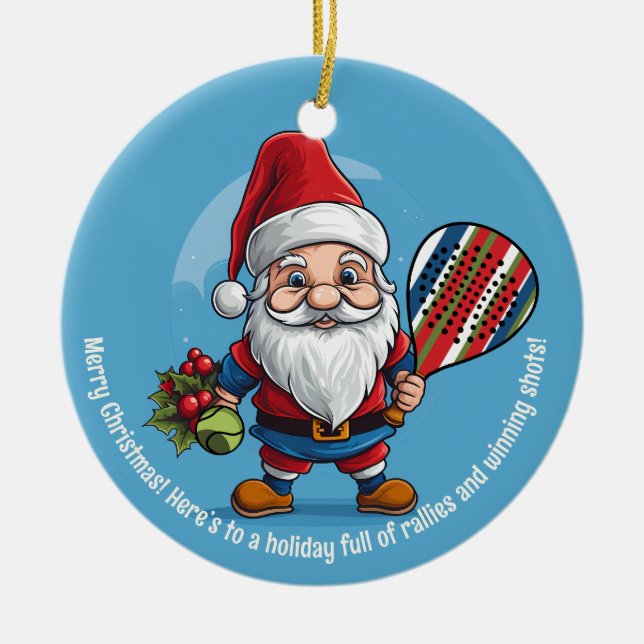 🎾🎄Custom text, Jingle Smash Ceramic Tree Decoration (Front)