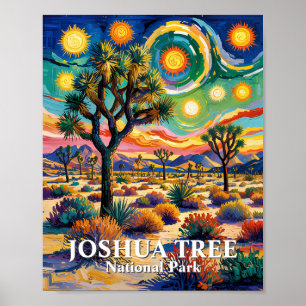 Custom Text Joshua Tree Van Gogh Colorful Desert Poster
