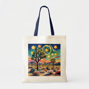 Custom Text Joshua Tree Van Gogh Colorful Desert Tote Bag