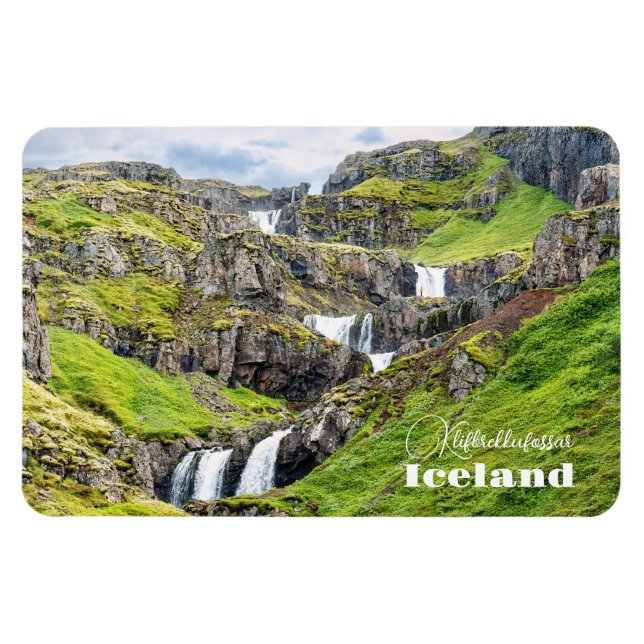 Custom Text Klifbrekkufossar, Iceland Magnet (Horizontal)