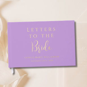 Custom Text Lavender Lilac Letters to the Bride Guest Book