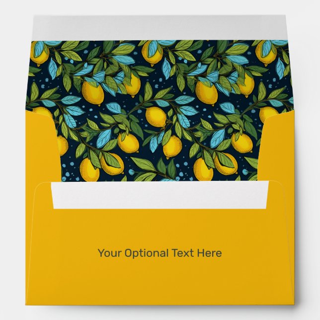 Custom Text Lemon Pattern Envelope (Back (Bottom))