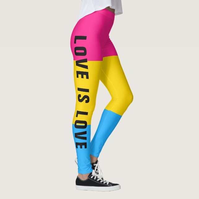 Custom Text LGBT Rainbow Pansexual Pride Flag Leggings (Right)