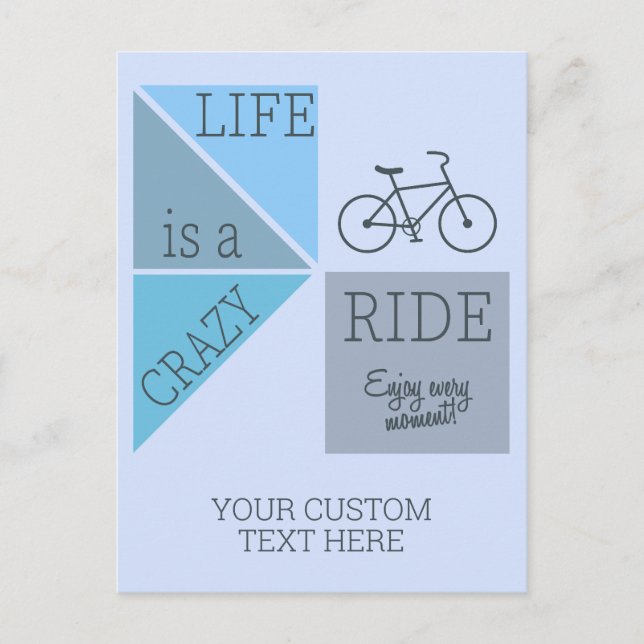 Custom Text Life is a Crazy Ride Postcard (Front)