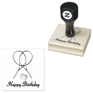 Custom Text like Birthday Tennis Sports Rubber Stamp