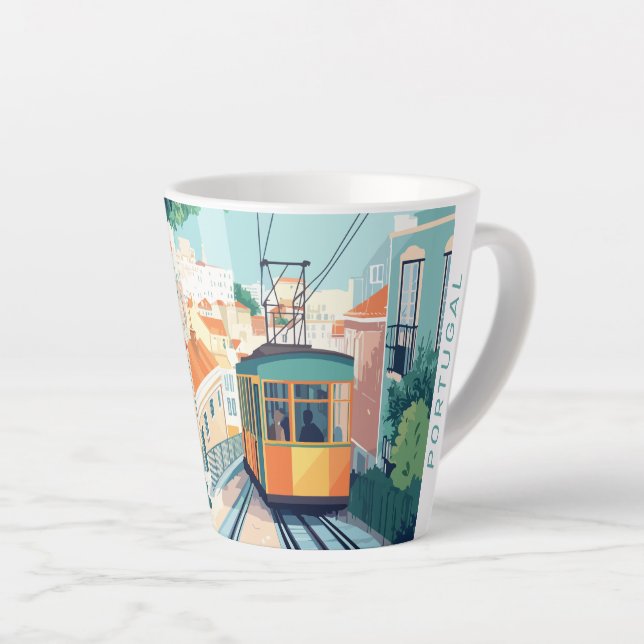 Custom Text Lisbon Portugal Latte Mug (Right Angle)