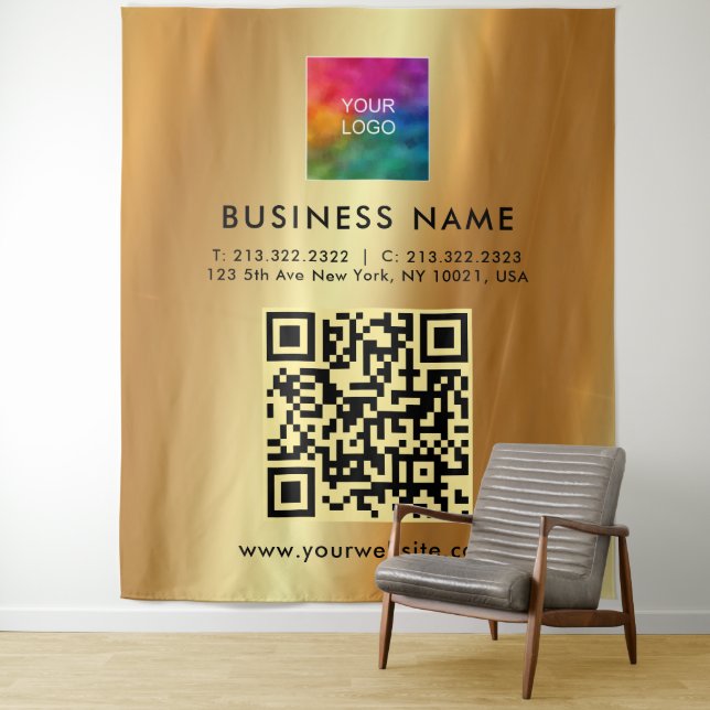 Custom Text Logo Faux Gold Template Extra Large XL Tapestry (In Situ)