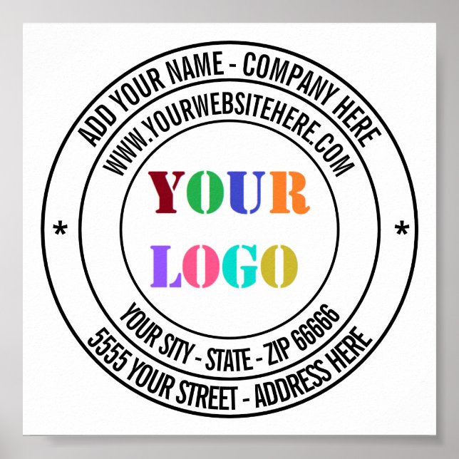Custom Text Logo Name Address Info Business Poster (Front)