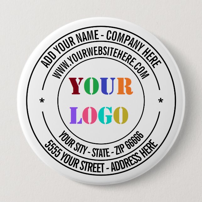 Custom Text Logo Name Address Website Promotional  10 Cm Round Badge (Front)