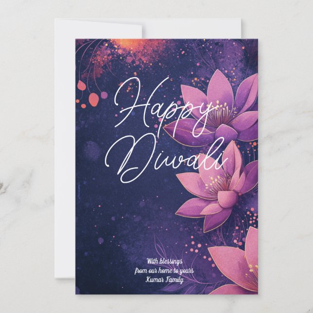 Custom text Lotus Light Scroll card (Front)