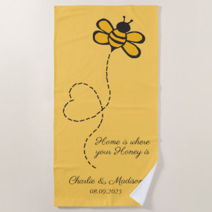Custom Text Love Bee Beach Towel