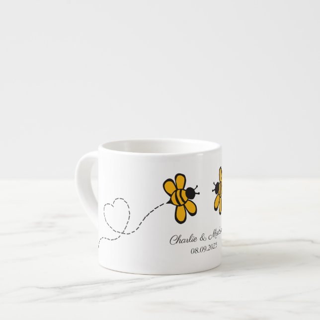 Custom Text Love Bee Espresso Cup (Front Left)