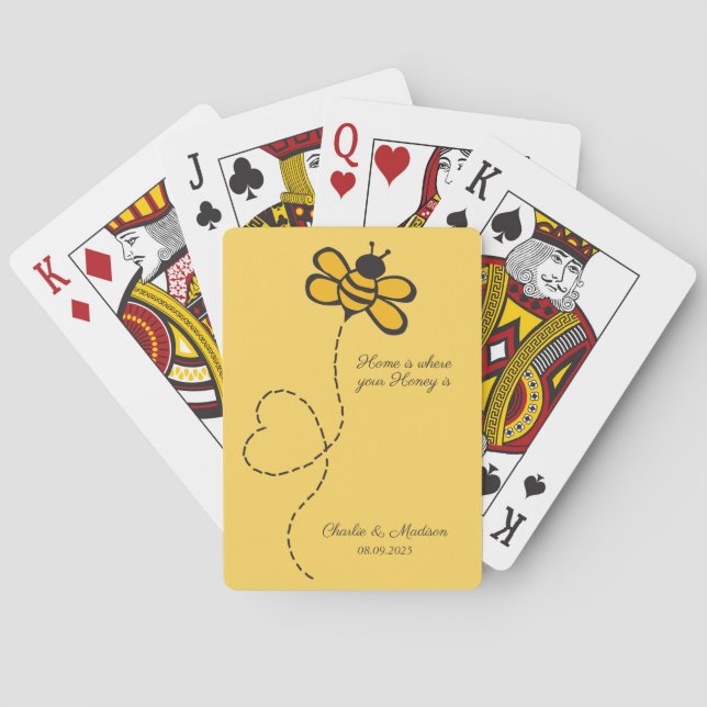 Custom Text Love Bee Playing Cards (Back)