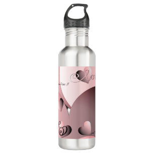 Custom Text &"Love" hand-writtenW/3D Hearts 710 Ml Water Bottle