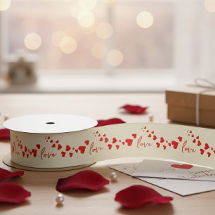 Custom Text Love Heart Personalized Romantic Gift  Satin Ribbon