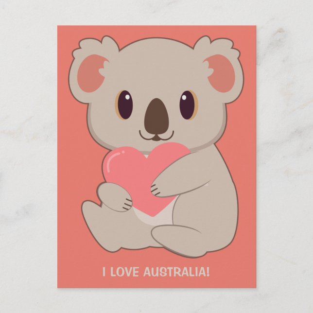 Custom Text Love Koala Postcard (Front)