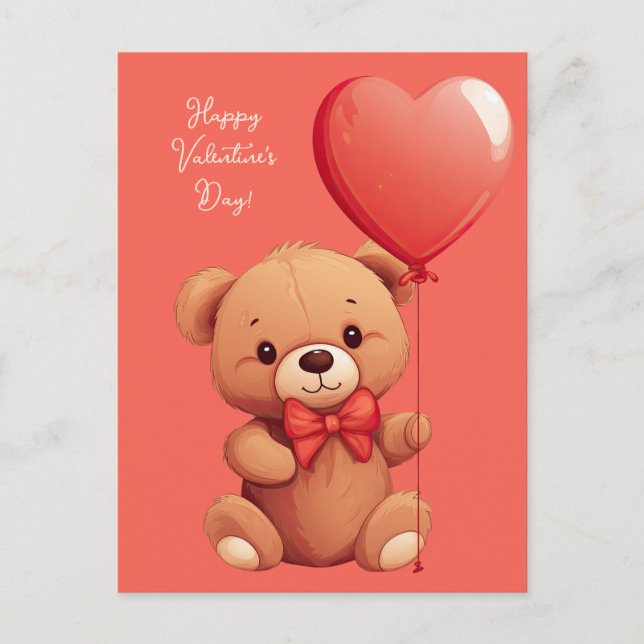Custom Text Love Teddy Postcard (Front)