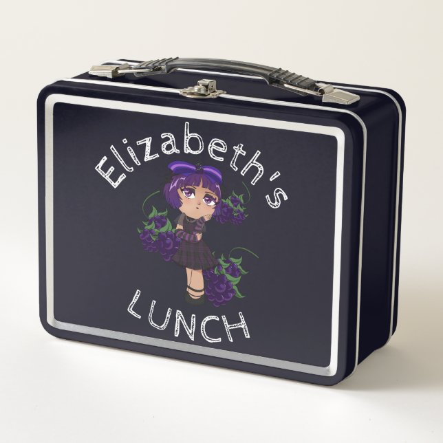 Custom Text Lunch Box with Blackberry Chibi (Front)