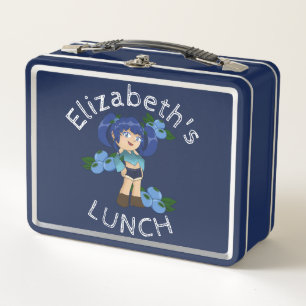 Custom Text Lunch Box with Blueberry Chibi