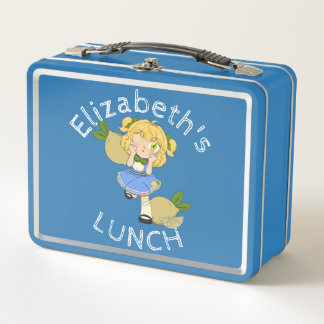 Custom Text Lunch Box with Lemon Chibi